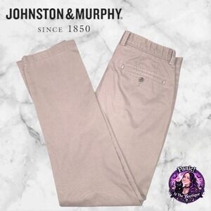Johnston & Murphy Chino Pants Mens 33x34 Pima Cotton Tan Slim Fit Khaki Trousers